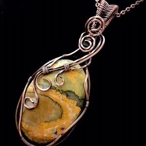 Bumblebee Jasper Copper Wire Wrapped Pendant